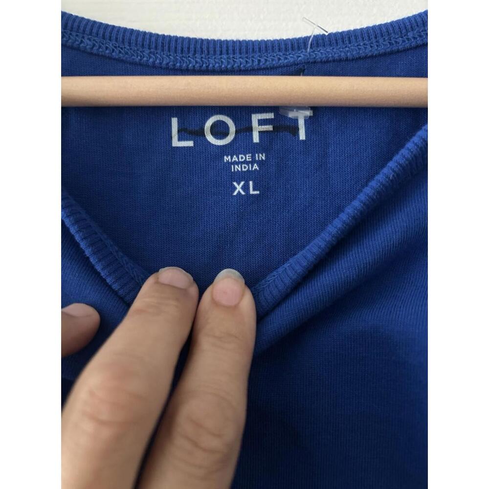 NWOT Ann Taylor LOFT Women's X-Large Cobalt Blue Ruched Tank Top Shirt - Picture 4 of 6